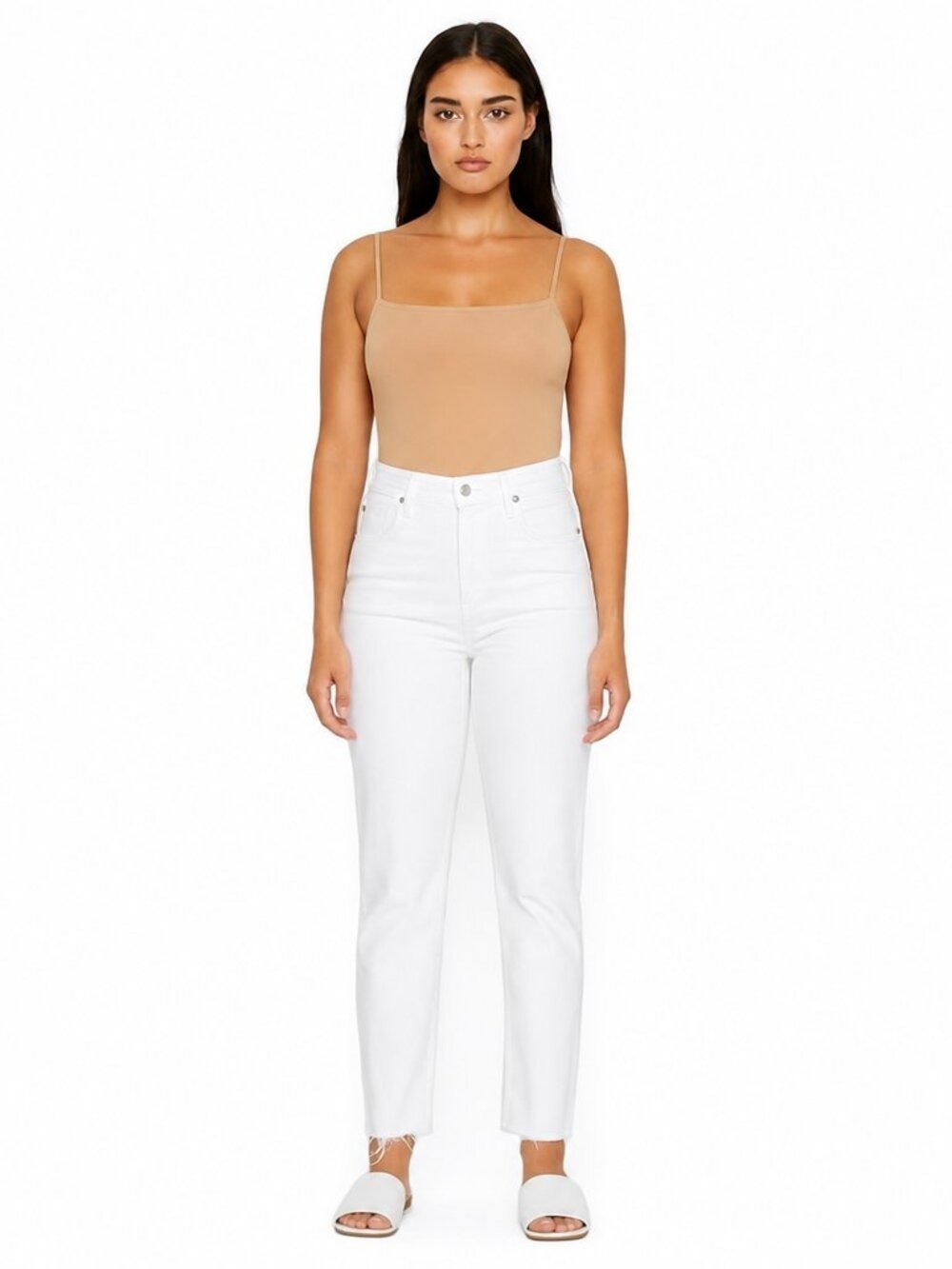 NWT Good American Good Legs Mid Rise Straight Jeans | Size 8 | Frayed Hem
